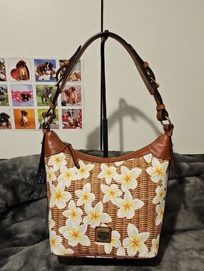 Dooney & Bourke Brown Floral Plumeria Shoulder Bag